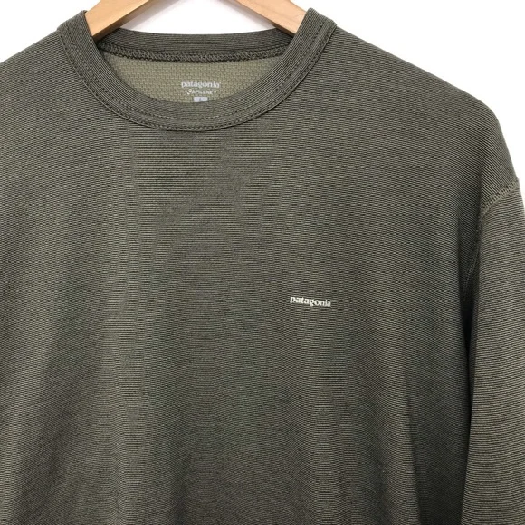Sold* Patagonia Capilene Shirt Mens Size Large Long Sleeve Olive Green Base Laye - Picture 4 of 11